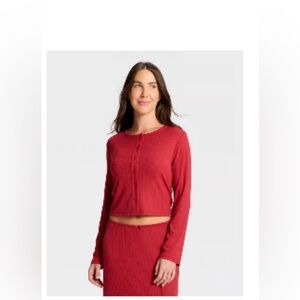 NWT! Women's ribbed sleep cardigan Auden , Red. Size XXL
